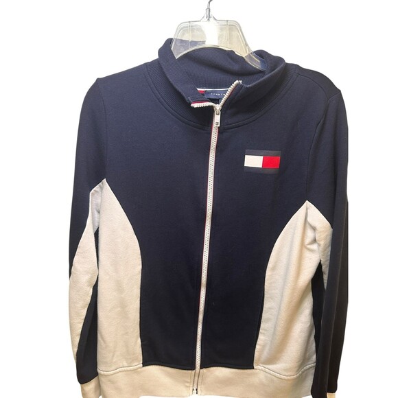 Women’s Tommy Hilfiger Sweatshirt Jogger Full Zip Up Blue Sz M Old Money Vibes - Picture 3 of 7